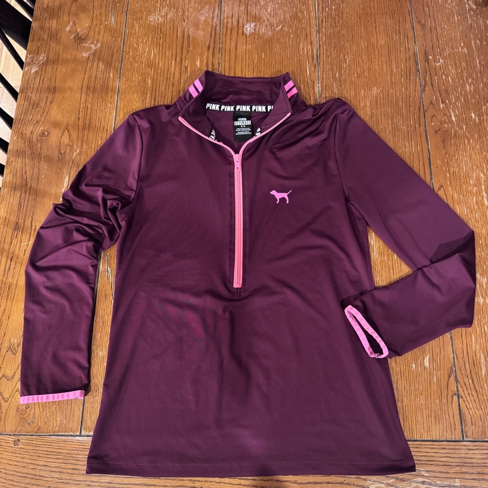 Victoria's Secret Ultimate Maroon and Pink Quarter-Zip‎ Top size M